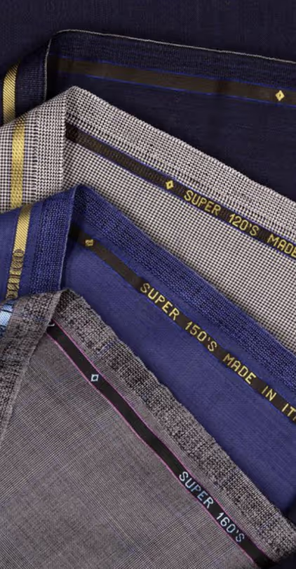 Super 100s to Super 150s Wool: These high-quality wool fabrics are naturally wrinkle-resistant, breathable, and comfortable for all-day wear. They are ideal for year-round use.