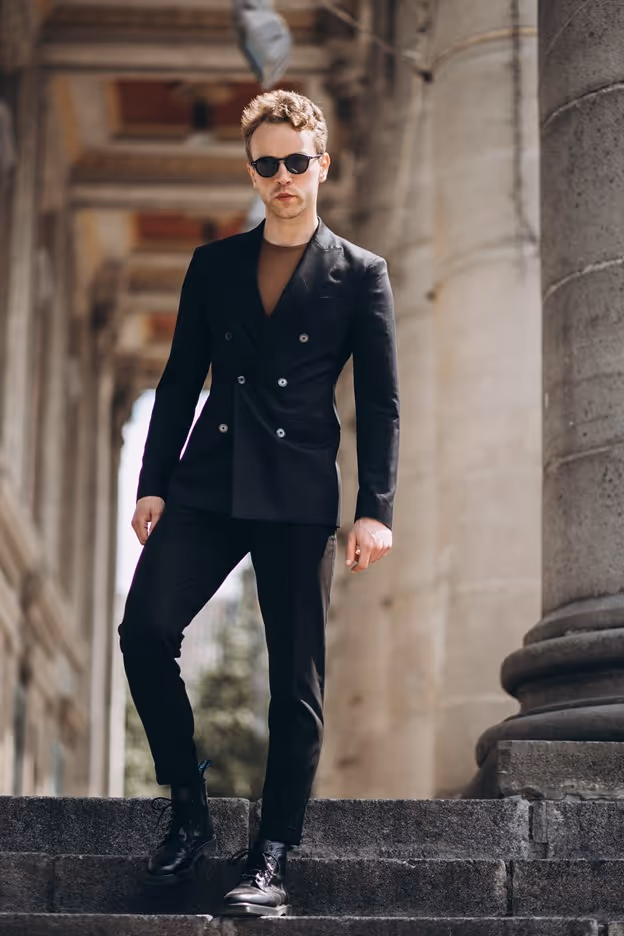 Double-Breasted Options: For tall clients, a double-breasted suit can introduce more structure and balance. It can help fill out a taller frame.